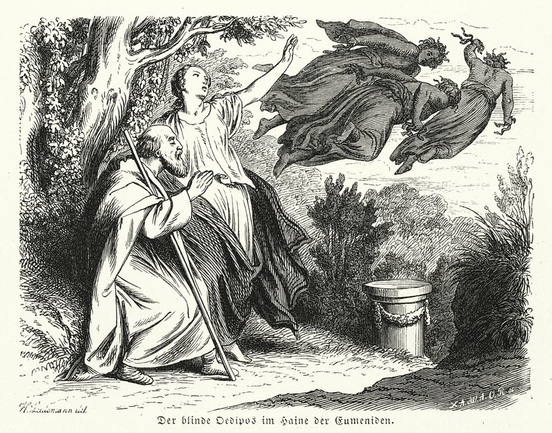 Edyp i Antygona w gaju Eumenidów (rycina) autorstwa Heinrich Leutemann