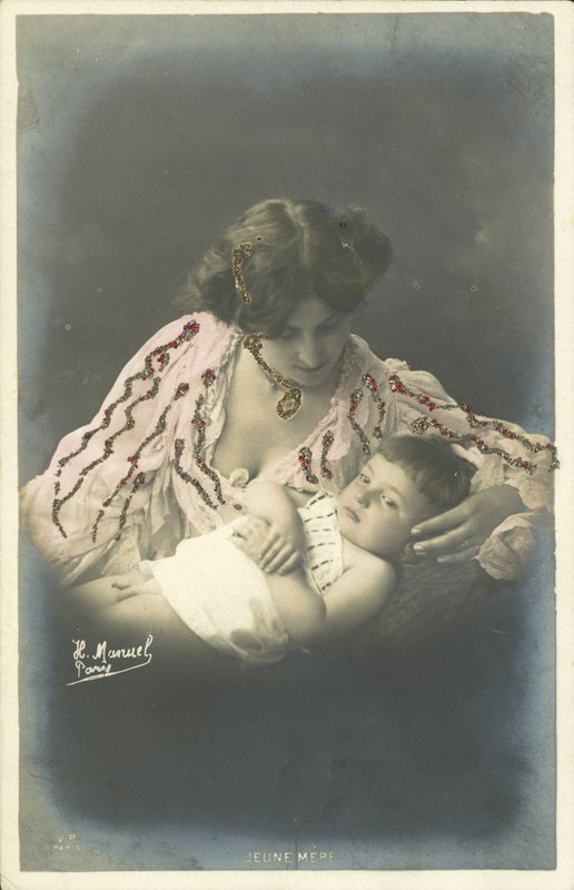Dziecko z matką (zdjęcie kolorowe) autorstwa Henri (after) Manuel