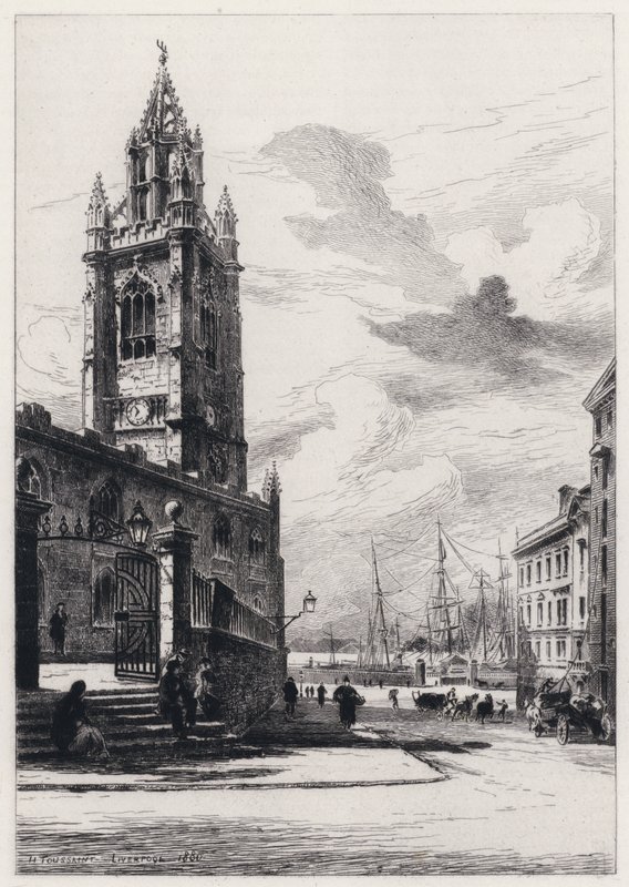 Kościół św. Mikołaja w Liverpoolu (akwaforta) autorstwa Henri (after) Toussaint