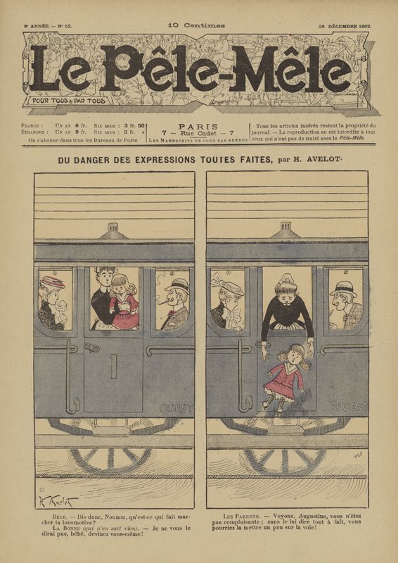 Od niebezpieczeństwa gotowych wyrażeń. Ilustracja do Le Pele-Mele, 1902 autorstwa Henri Avelot