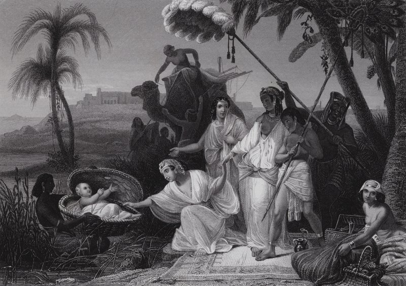 Znalezienie Mojżesza (rycina) autorstwa Henri Frederic (after) Schopin