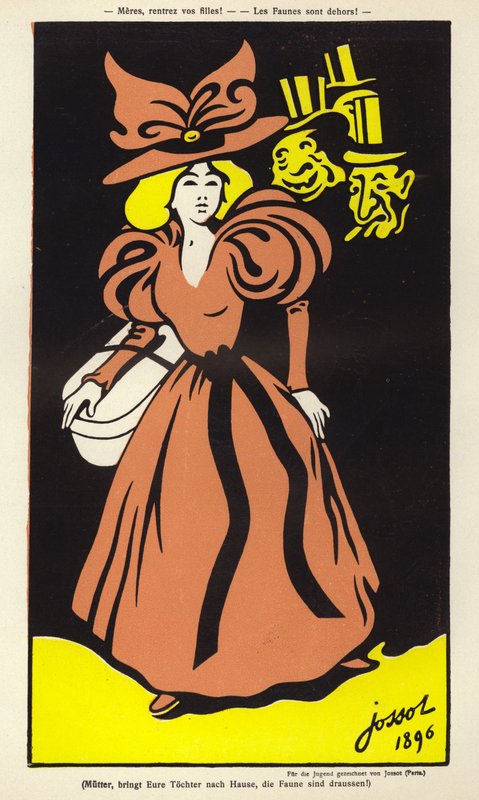 Matki, przyprowadźcie swoje córki! Fauny wyszły! (kolorowa litografia) autorstwa Henri Gustave Jossot