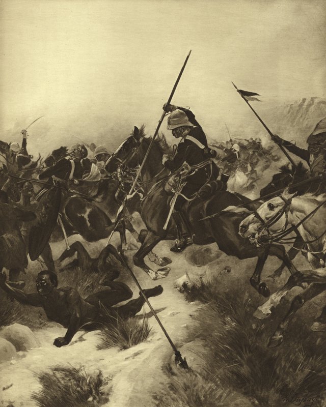 Bitwa pod Ulundi, 1879 (grawiura) autorstwa Henri Louis Dupray