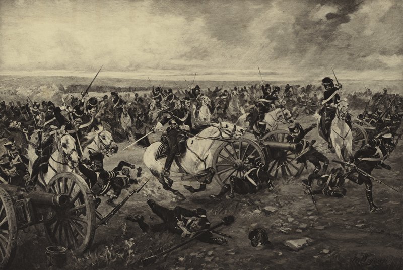 Bitwa pod Waterloo, 1815 (grawiura) autorstwa Henri Louis Dupray