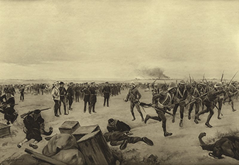 Obrona poselstwa chińskiego, 1900 (grawiura) autorstwa Henri Louis Dupray
