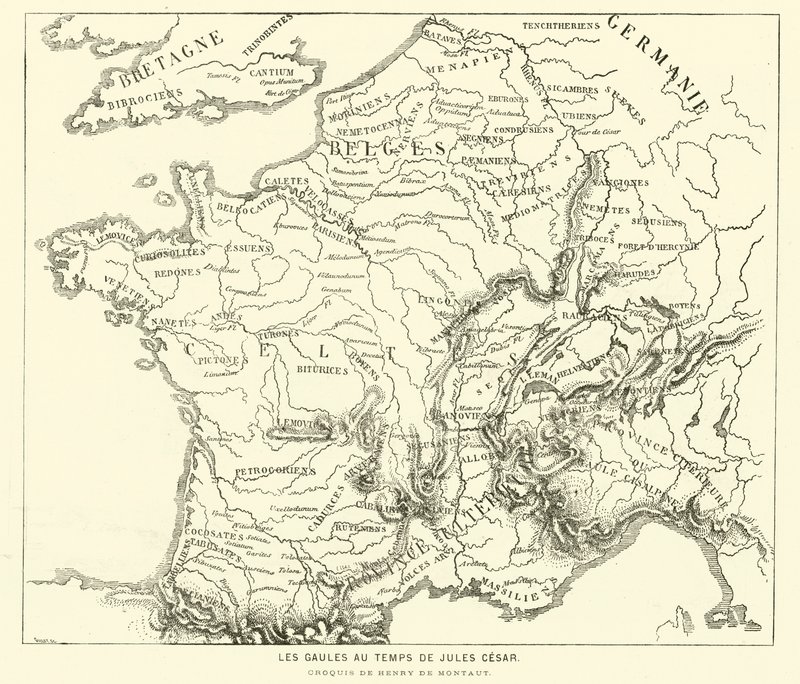 Ziemie Galów za czasów Juliusza Cezara (rycina) autorstwa Henri de (after) Montaut