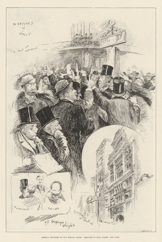Ameryka ponownie odwiedzona przez Our Special Artist, Sketches in Wall Street, Nowy Jork autorstwa Henry Charles Seppings Wright