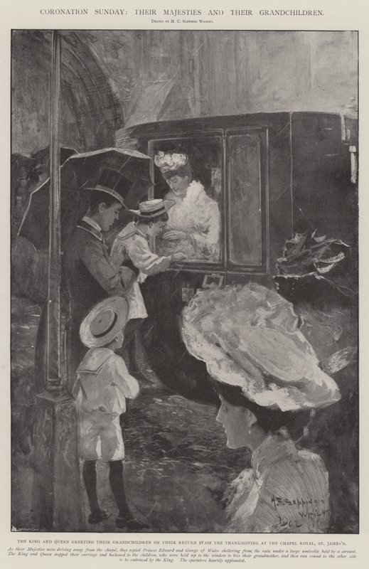 Niedziela Koronacyjna, Ich Królewskie Mości i Ich Wnuki autorstwa Henry Charles Seppings Wright