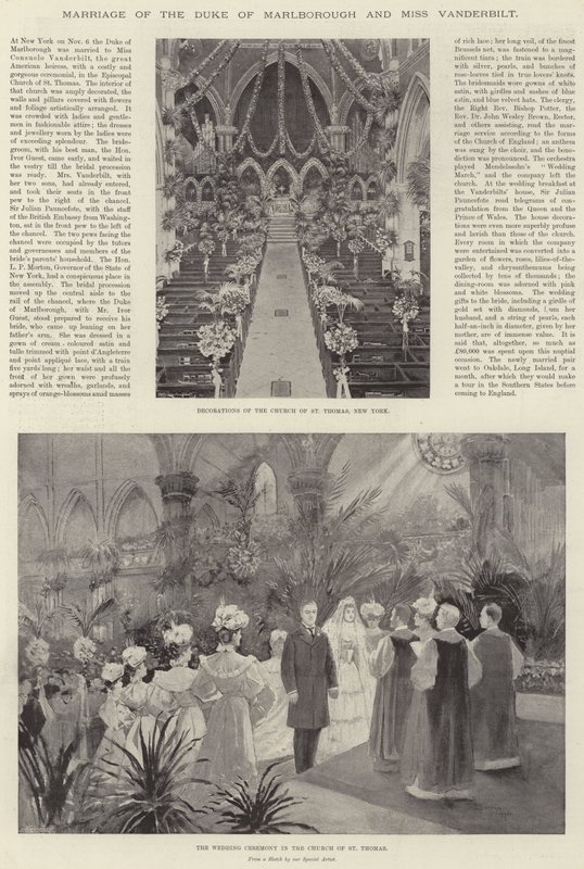 Małżeństwo księcia Marlborough i panny Vanderbilt autorstwa Henry Charles Seppings Wright