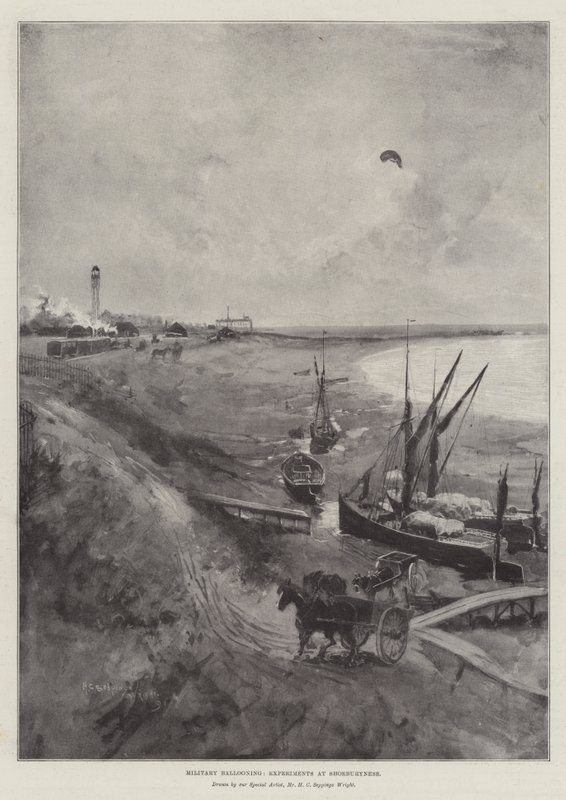 Lotnictwo wojskowe, eksperymenty w Shoeburyness autorstwa Henry Charles Seppings Wright