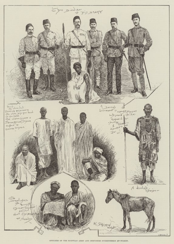Oficerowie armii egipskiej i derwisze poddali się w Suakin autorstwa Henry Charles Seppings Wright
