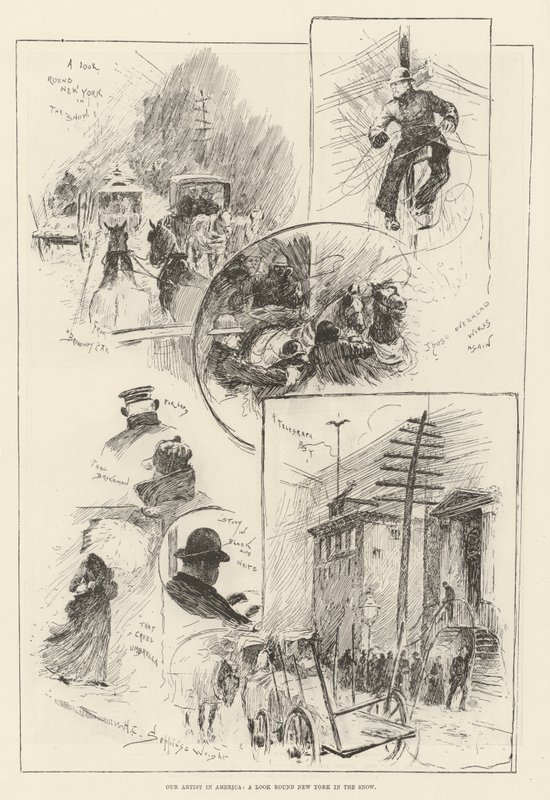 Nasz artysta w Ameryce, spojrzenie na Nowy Jork w śniegu autorstwa Henry Charles Seppings Wright