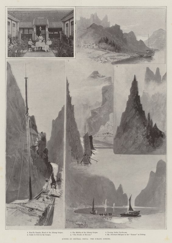 Sceny w środkowych Chinach, wąwozy Ichang autorstwa Henry Charles Seppings Wright