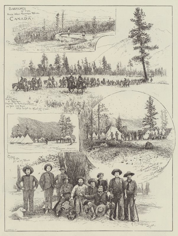 Szkice północno-zachodniej policji konnej w Kanadzie autorstwa Henry Charles Seppings Wright