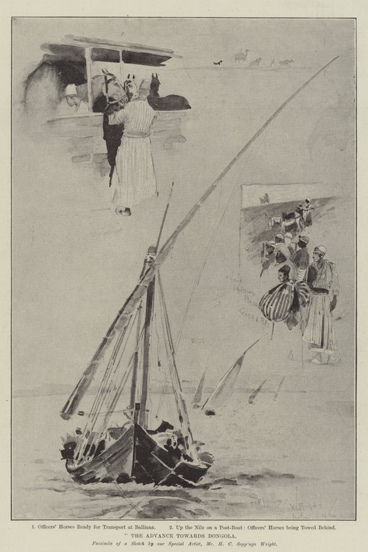 Natarcie w kierunku Dongoli autorstwa Henry Charles Seppings Wright