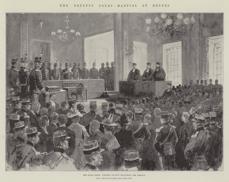 Sąd wojenny Dreyfusa w Rennes autorstwa Henry Charles Seppings Wright