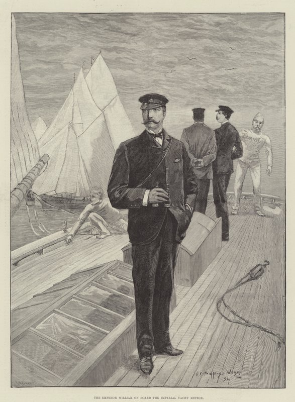 Cesarz Wilhelm na pokładzie Imperial Yacht Meteor autorstwa Henry Charles Seppings Wright