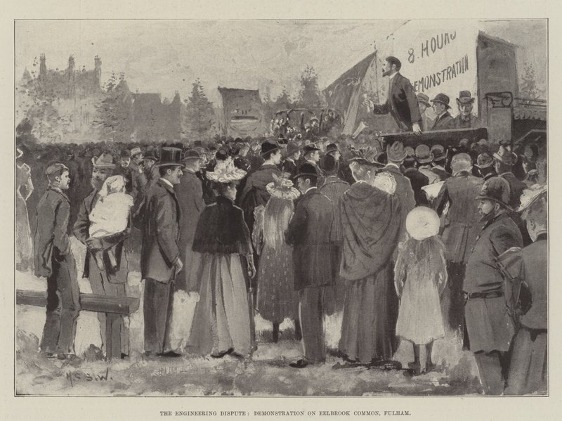 Spór o inżynierię, demonstracja na Eelbrook Common, Fulham autorstwa Henry Charles Seppings Wright