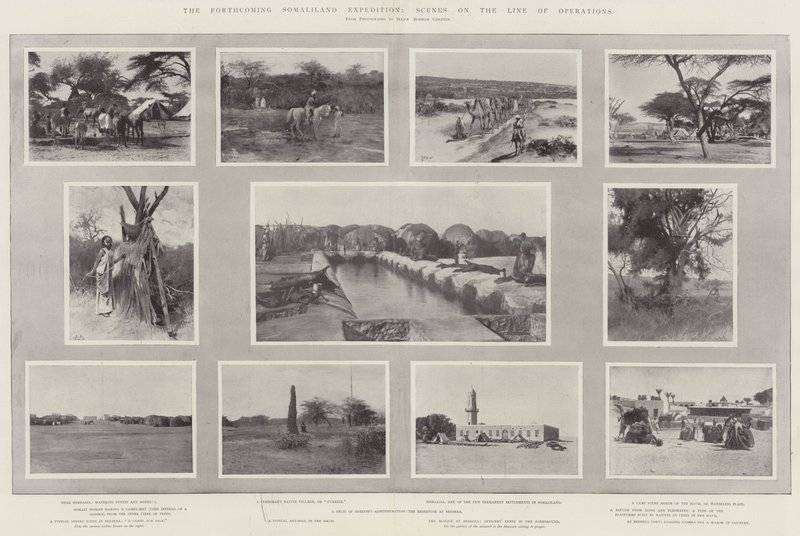 Zbliżająca się wyprawa do Somalilandu, sceny z linii działań autorstwa Henry Charles Seppings Wright