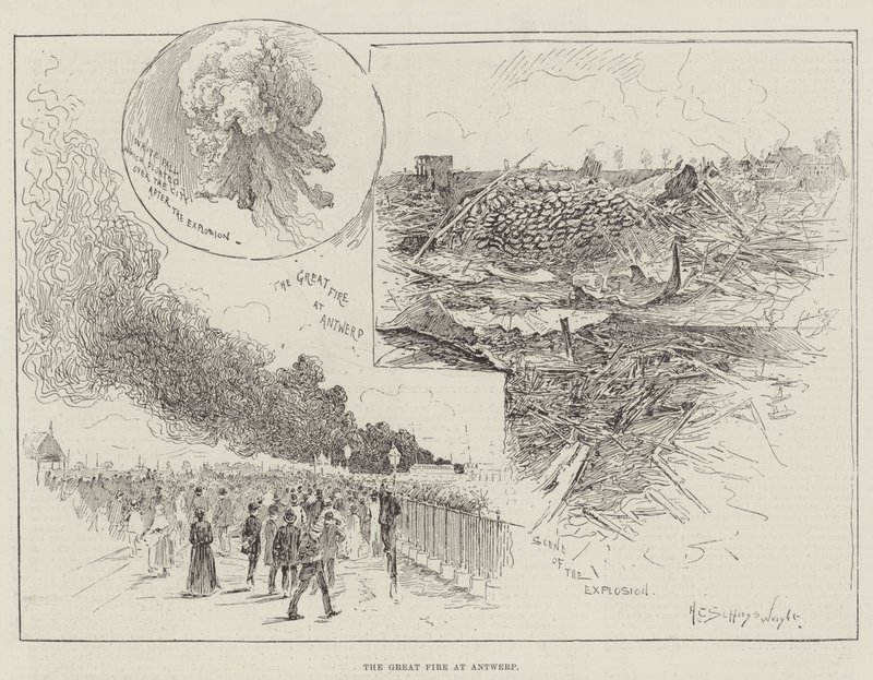 Wielki pożar w Antwerpii autorstwa Henry Charles Seppings Wright