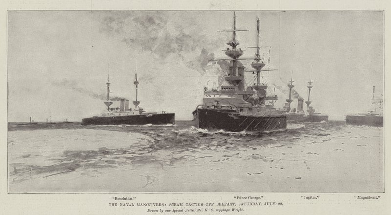 Manewry Marynarki Wojennej, Taktyka Parowa u wybrzeży Belfastu, sobota, 22 lipca autorstwa Henry Charles Seppings Wright