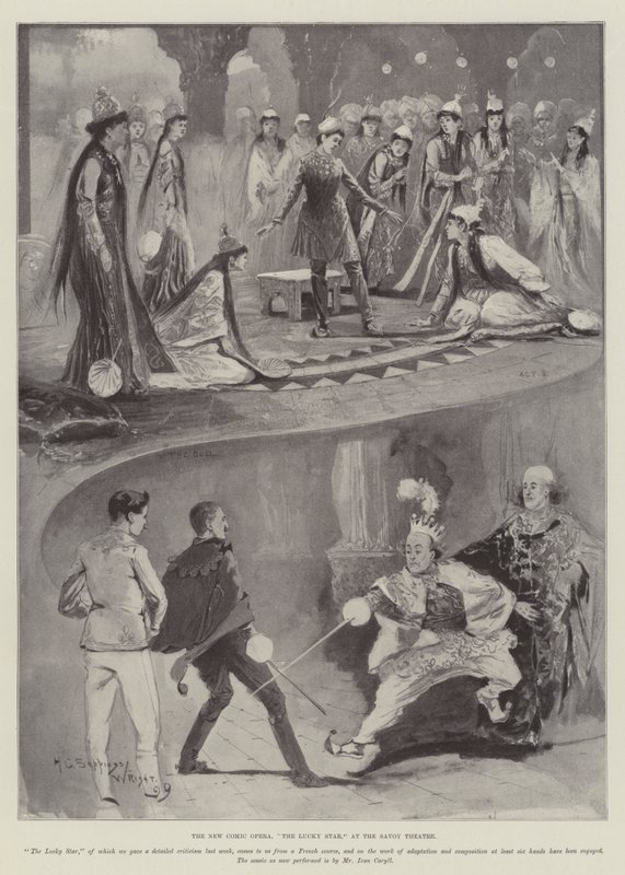 Nowa opera komiczna, The Lucky Star, w Savoy Theatre autorstwa Henry Charles Seppings Wright