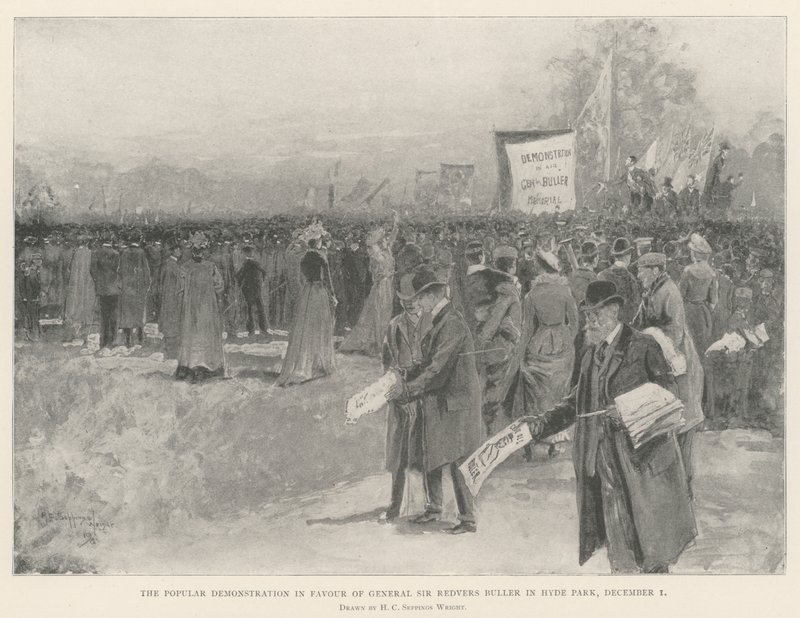 Ludowa demonstracja na rzecz generała Sir Redversa Bullera w Hyde Parku, 1 grudnia autorstwa Henry Charles Seppings Wright