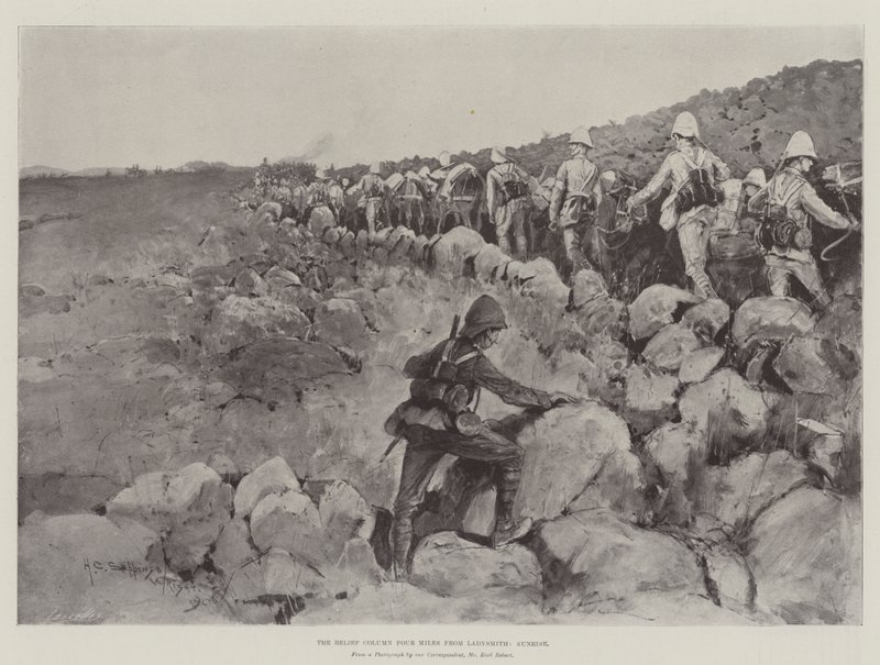 Kolumna reliefowa Cztery mile od Ladysmith, Sunrise autorstwa Henry Charles Seppings Wright