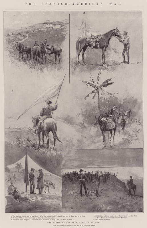 Wojna hiszpańsko-amerykańska, bitwa pod San Juan, Santiago de Cuba autorstwa Henry Charles Seppings Wright