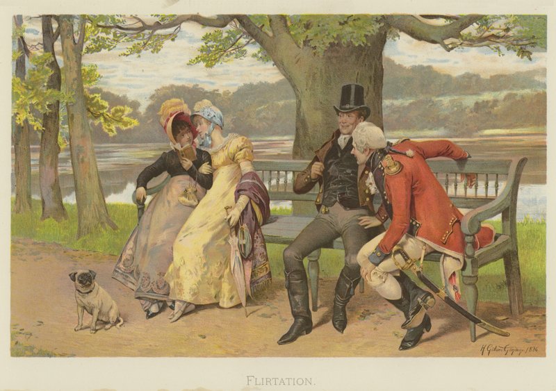 Flirt (chromolitho) autorstwa Henry Gillard Glindoni