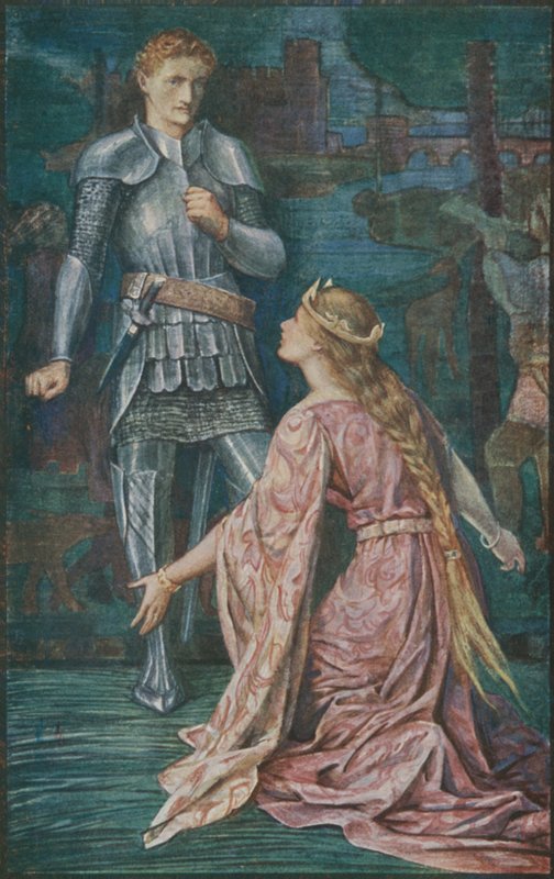 Guenevere i Sir Bors autorstwa Henry Justice Ford