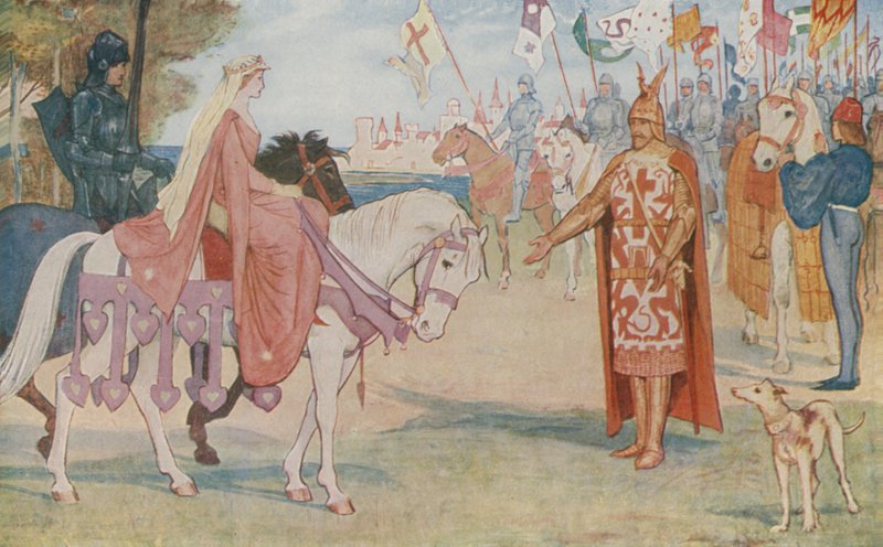 Lancelot przynosi Guenevere do Artura autorstwa Henry Justice Ford