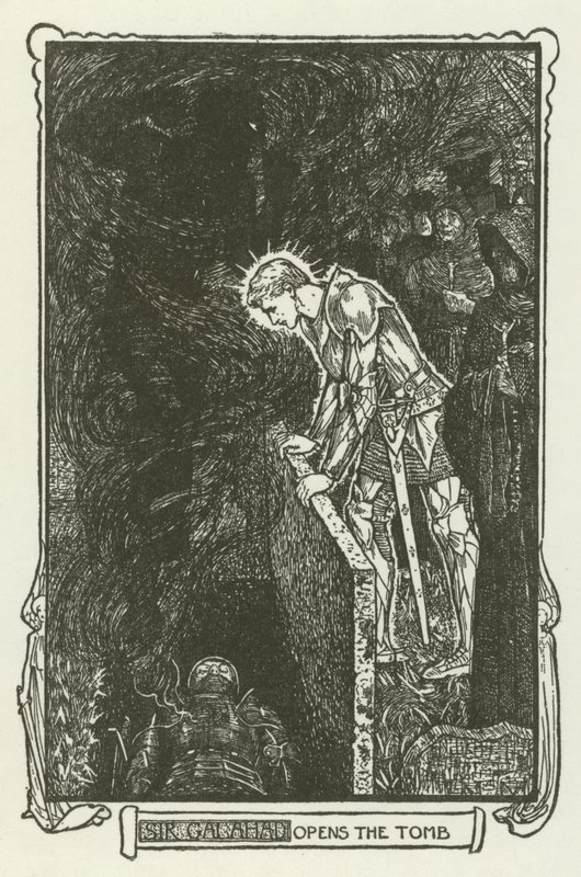 Sir Galahad otwiera grobowiec autorstwa Henry Justice Ford