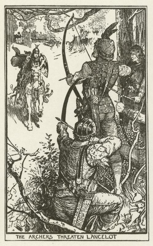 Łucznicy zagrażają Lancelotowi autorstwa Henry Justice Ford