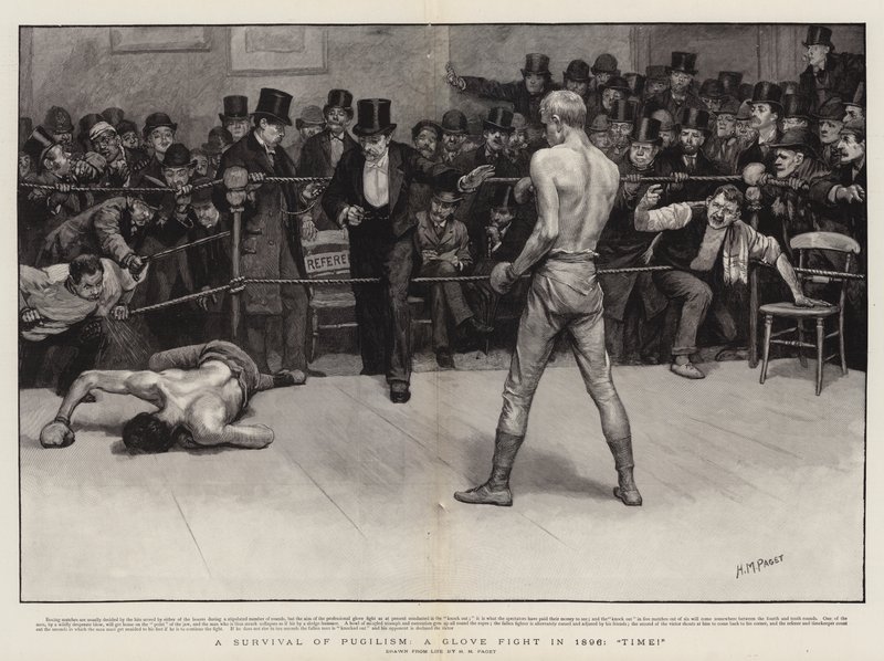 Przetrwanie Pugilizmu, walka na rękawice w 1896 roku, Czas! autorstwa Henry Marriott Paget
