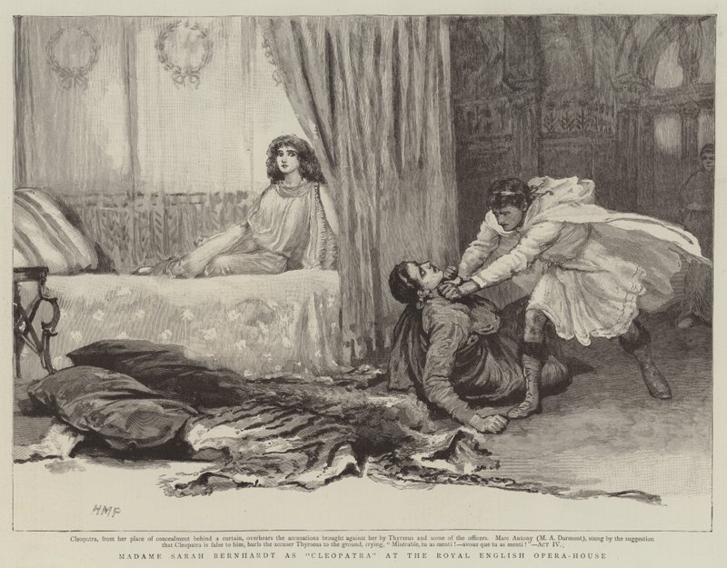 Madame Sarah Bernhardt w Kleopatrze w Royal English Opera-House autorstwa Henry Marriott Paget