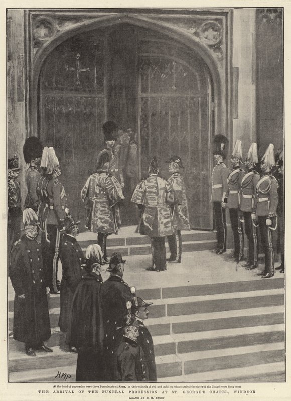 Przybycie procesji pogrzebowej do kaplicy św. Jerzego w Windsor autorstwa Henry Marriott Paget
