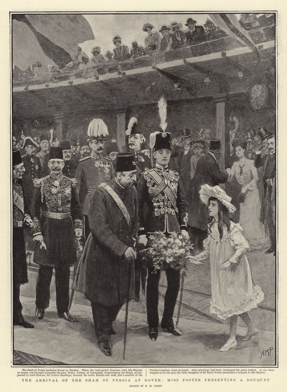 Przybycie szacha Persji w Dover, panna Foster przedstawiająca bukiet autorstwa Henry Marriott Paget