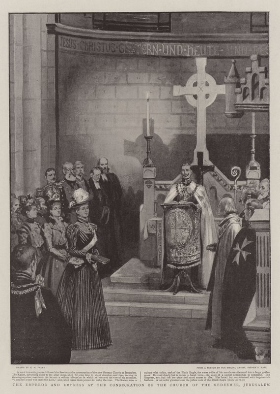 Cesarz i cesarzowa podczas konsekracji kościoła Odkupiciela w Jerozolimie autorstwa Henry Marriott Paget