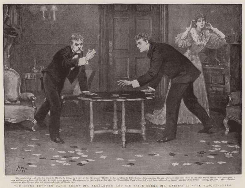 Scena między Davidem Remonem a Sir Brice Skene w Maskaradnikach autorstwa Henry Marriott Paget