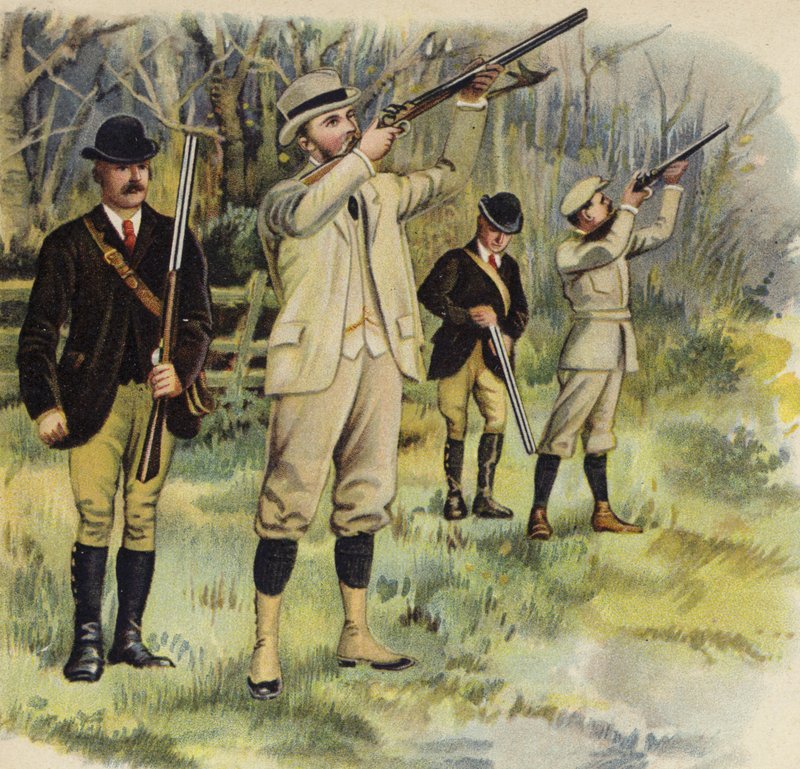 Król Jerzy V jako książę Walii, strzelanie w Sandringham (chromolitho) autorstwa Henry Payne