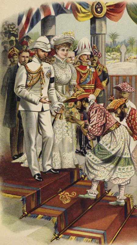 Książę Yorku i Kornwalii w Durbar w Kandy, Cejlon, 1901 (chromolitho) autorstwa Henry Payne