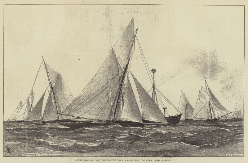 Royal London Yacht Club, jachty okrążające Nore Light Vessel autorstwa Henry Spernon Tozer