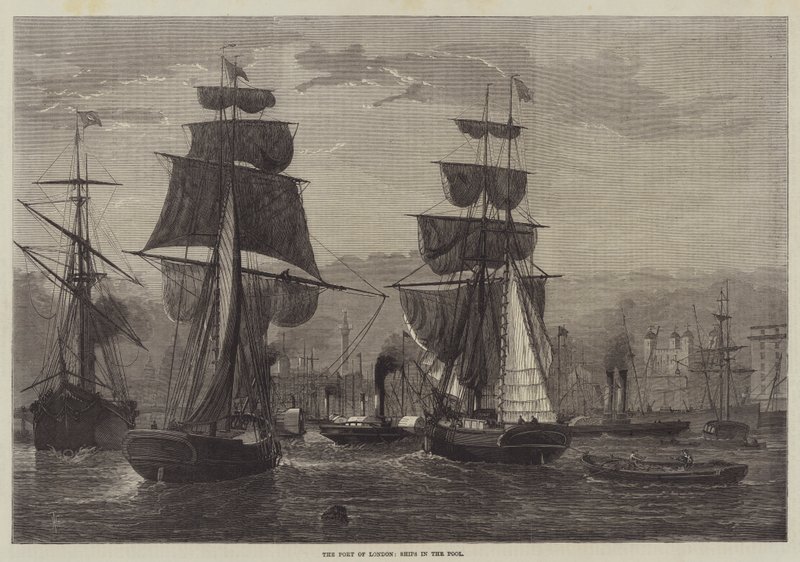 Port w Londynie, statki w basenie autorstwa Henry Spernon Tozer