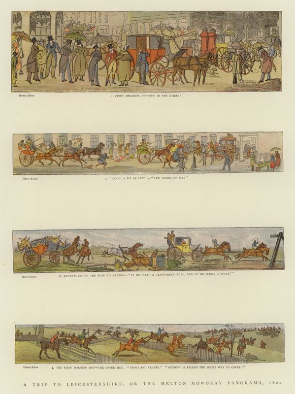 Wycieczka do Leicestershire, czyli panorama Melton Mowbray, 1820 r. autorstwa Henry Thomas Alken