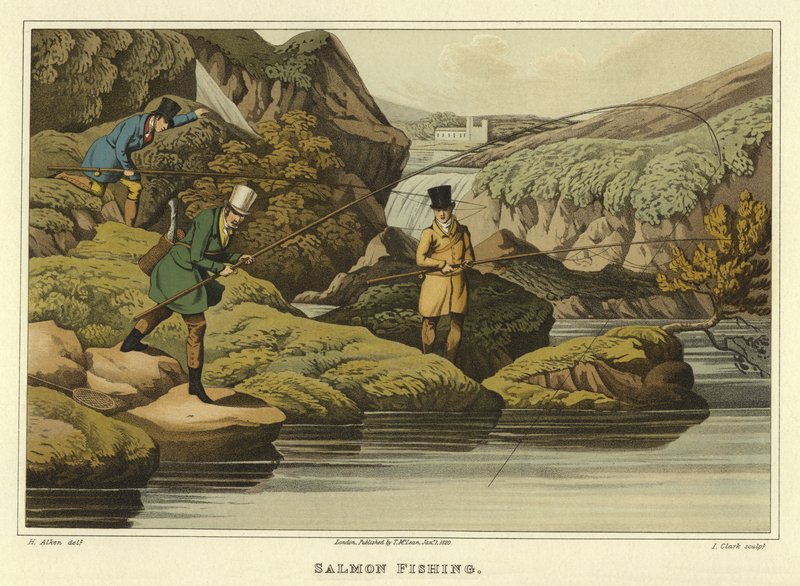 Połów łososia (chromolit) autorstwa Henry Thomas Alken