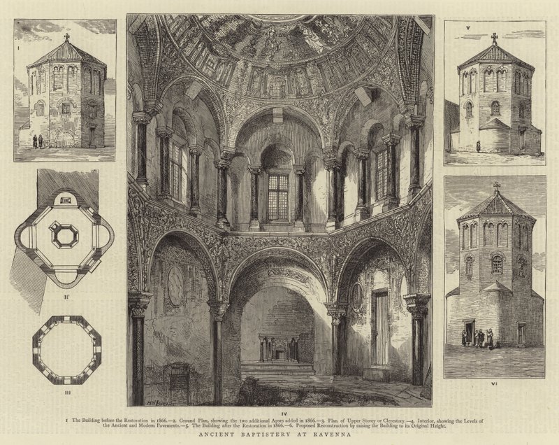 Starożytne baptysterium w Rawennie autorstwa Henry William Brewer