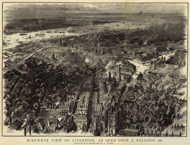 Liverpool z lotu ptaka widziany z balonu, 1885 autorstwa Henry William Brewer