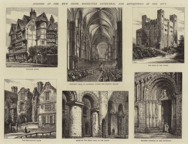 Otwarcie Nowego Chóru, Katedry w Rochester i Starożytności w Mieście autorstwa Henry William Brewer