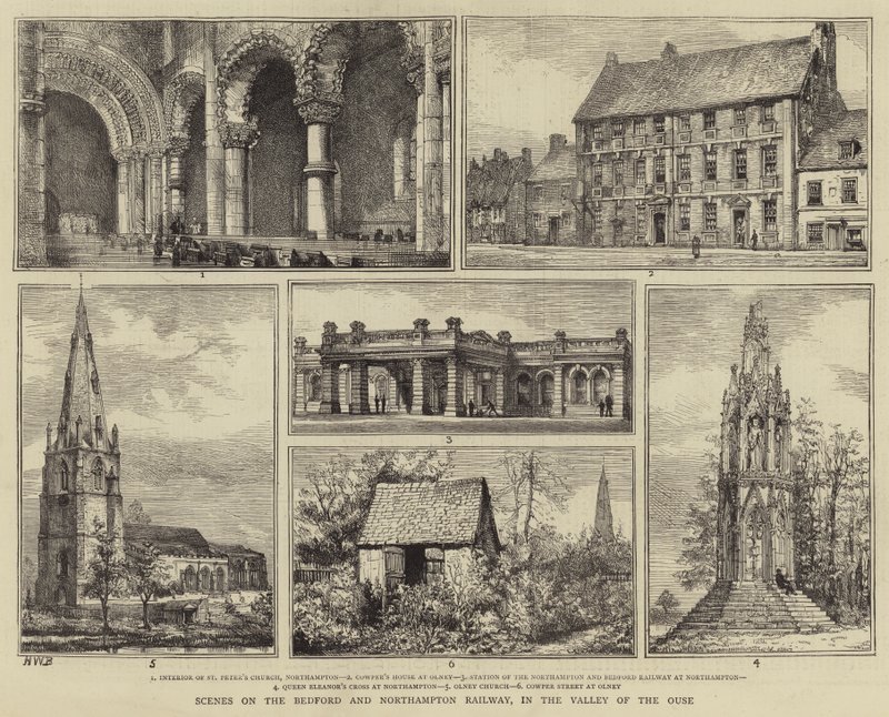 Sceny na kolei Bedford i Northampton, w dolinie rzeki Ouse autorstwa Henry William Brewer